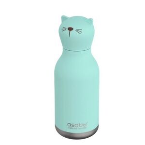 Asobu Bestie Kids Insulated Water Bottle – Mint Cat 16oz | Soft Touch